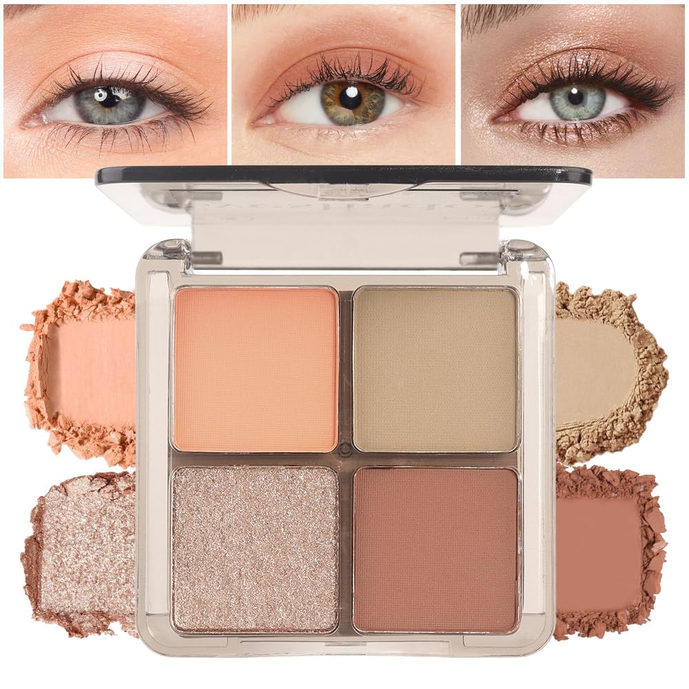 6 Colors Mini Naked Eyeshadow Makeup Palette, Neutral Nude Eye Shadow, Pink&Purple& Brown Matte Make Up Pallet with Mirror Highly Pigmented Long Lasting Waterproof Travel Size Gift Kit (Pink)