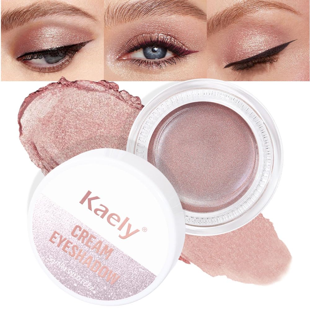 Kaely Cream Single Eyeshadow Makeup, Golden Tan Antique Rose Shimmer Highly Pigmented Monochrome Eye Shadow Pallette, Waterproof Natural Mini Eyeshadow Brightener, sombras en crema para ojos, R02