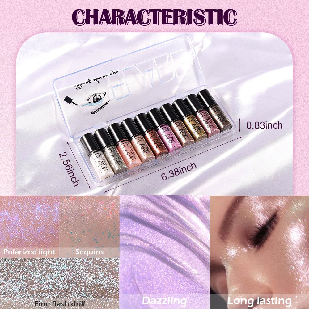 Colorful Liquid Glitter Eyeshadow & Eyeliner Sticks Kit – Korean Shimmer Metallic Eye Makeup, Quick-Drying & Waterproof, Vegan & Cruelty-Free, Silver Brown Pink Gold Sparkle sombras de ojos