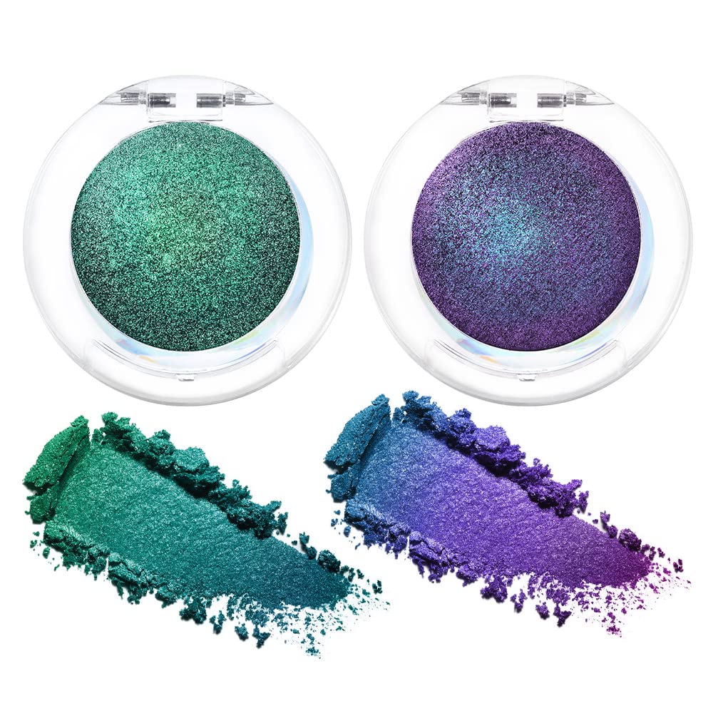 evpct Pearl White Glitter Holographic Iridescent Sparkly Eyeshadow Palette Makeup, White Pink Shimmer Glitter Loose Powder Single Eyeshadow Palette, Chameleon Multichrome Eye shadow Makeup Highlighter