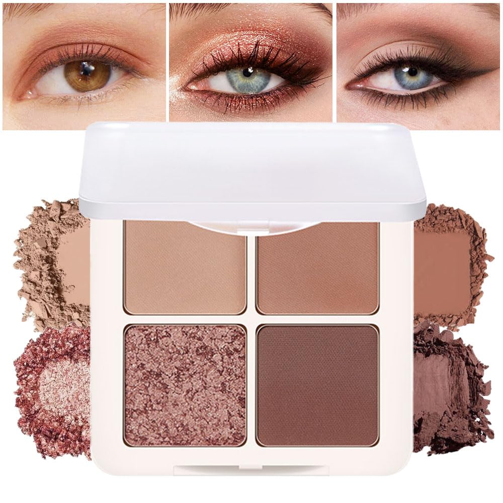 6 Colors Mini Naked Eyeshadow Makeup Palette, Neutral Nude Eye Shadow, Pink&Purple& Brown Matte Make Up Pallet with Mirror Highly Pigmented Long Lasting Waterproof Travel Size Gift Kit (Pink)