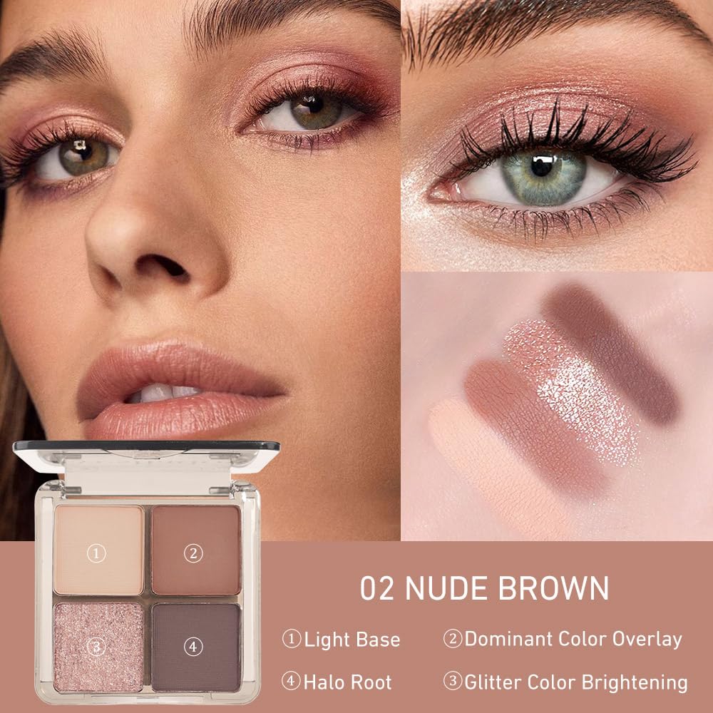 6 Colors Mini Naked Eyeshadow Makeup Palette, Neutral Nude Eye Shadow, Pink&Purple& Brown Matte Make Up Pallet with Mirror Highly Pigmented Long Lasting Waterproof Travel Size Gift Kit (Pink)