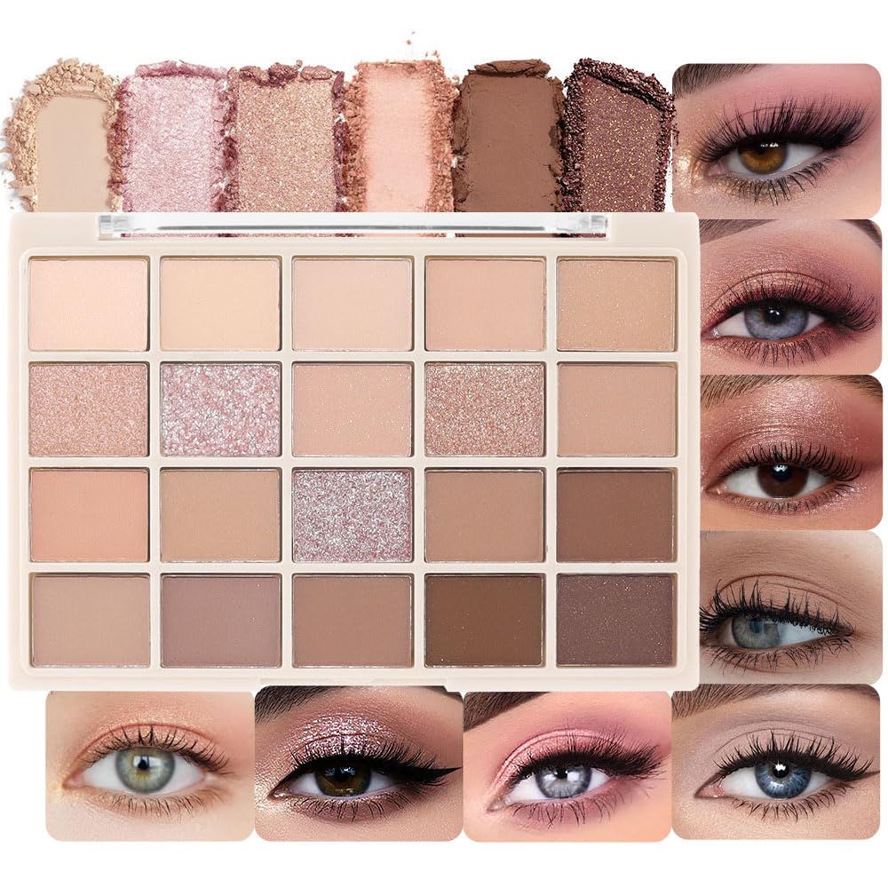 9Colors Eye Shadow Palette Makeup,Pink Rose Gold Purple Mauve Neutral Travel Eyeshadow Palette Highly Pigmented Long Lasting Waterproof Naturing-Looking Eyeshadow Palette Travel Size Gift Kit