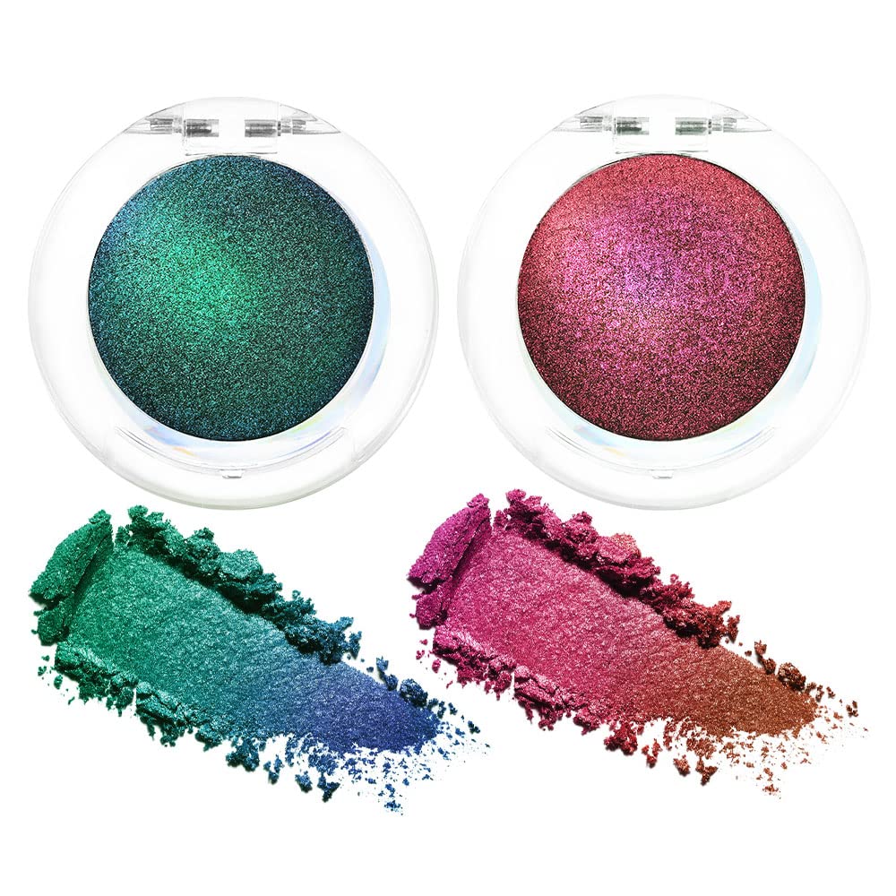 evpct Pearl White Glitter Holographic Iridescent Sparkly Eyeshadow Palette Makeup, White Pink Shimmer Glitter Loose Powder Single Eyeshadow Palette, Chameleon Multichrome Eye shadow Makeup Highlighter
