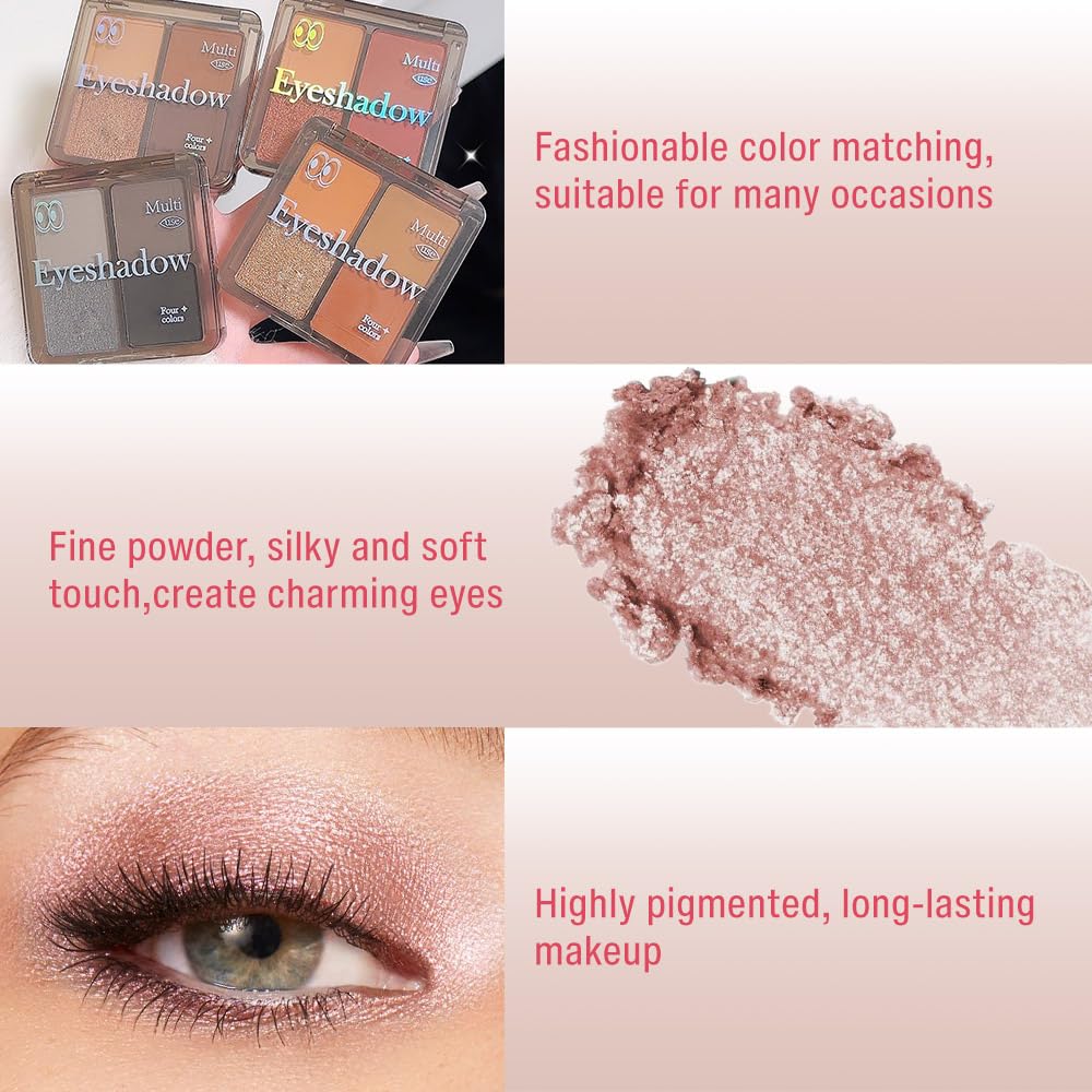 6 Colors Mini Naked Eyeshadow Makeup Palette, Neutral Nude Eye Shadow, Pink&Purple& Brown Matte Make Up Pallet with Mirror Highly Pigmented Long Lasting Waterproof Travel Size Gift Kit (Pink)