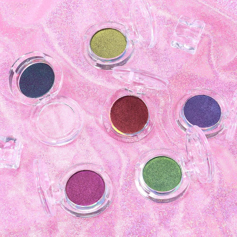 evpct Pearl White Glitter Holographic Iridescent Sparkly Eyeshadow Palette Makeup, White Pink Shimmer Glitter Loose Powder Single Eyeshadow Palette, Chameleon Multichrome Eye shadow Makeup Highlighter