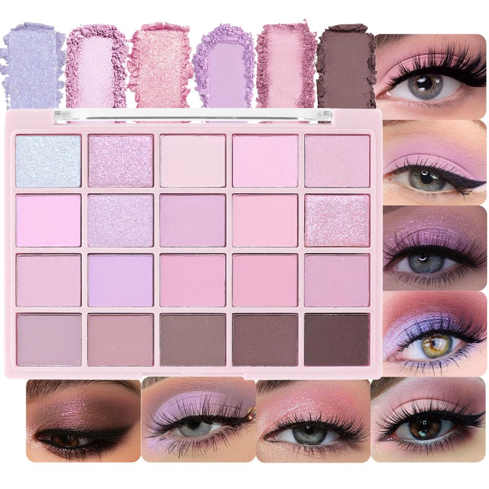 9Colors Eye Shadow Palette Makeup,Pink Rose Gold Purple Mauve Neutral Travel Eyeshadow Palette Highly Pigmented Long Lasting Waterproof Naturing-Looking Eyeshadow Palette Travel Size Gift Kit