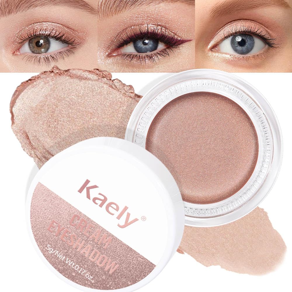 Kaely Cream Single Eyeshadow Makeup, Golden Tan Antique Rose Shimmer Highly Pigmented Monochrome Eye Shadow Pallette, Waterproof Natural Mini Eyeshadow Brightener, sombras en crema para ojos, R02