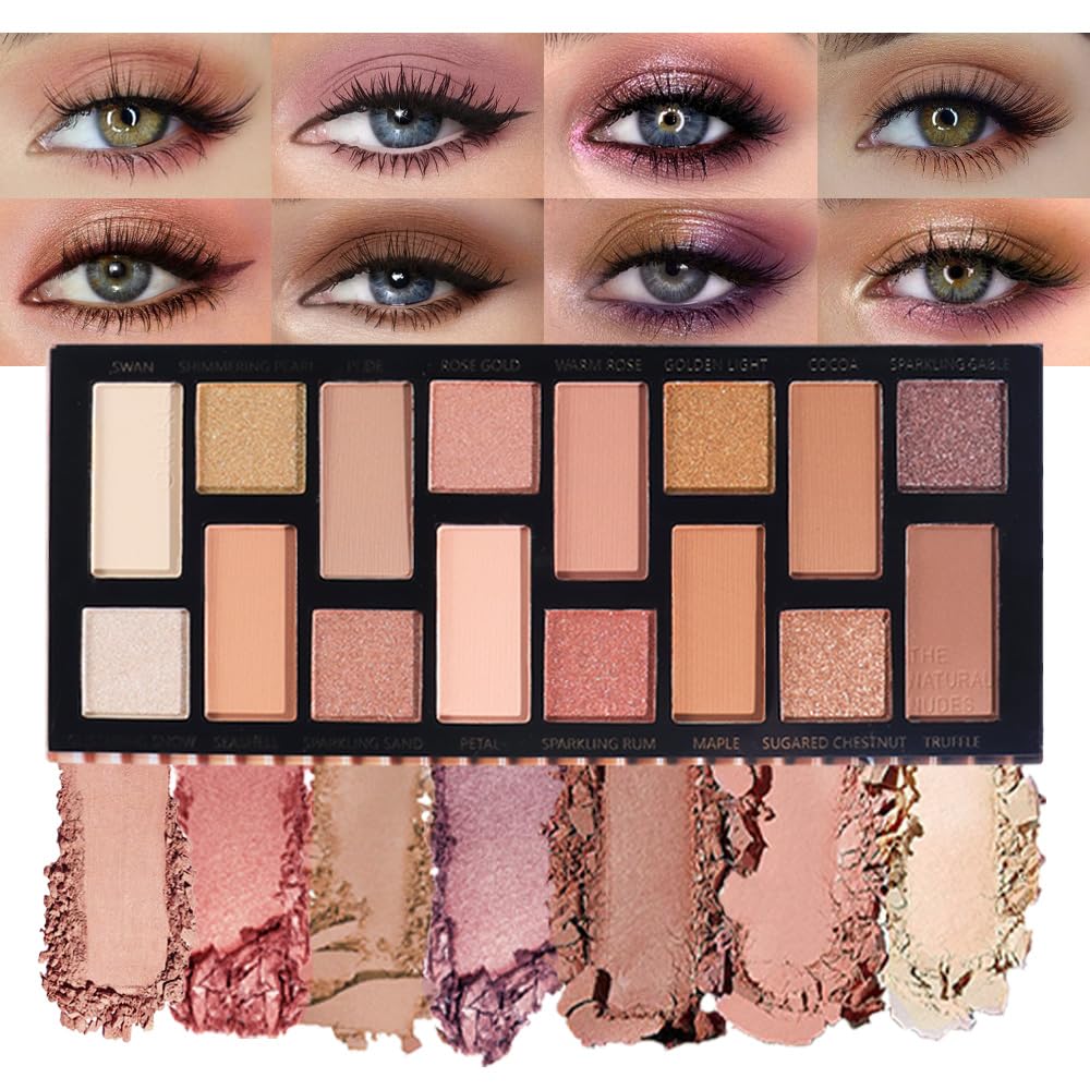 6 Colors Mini Naked Eyeshadow Makeup Palette, Neutral Nude Eye Shadow, Pink&Purple& Brown Matte Make Up Pallet with Mirror Highly Pigmented Long Lasting Waterproof Travel Size Gift Kit (Pink)