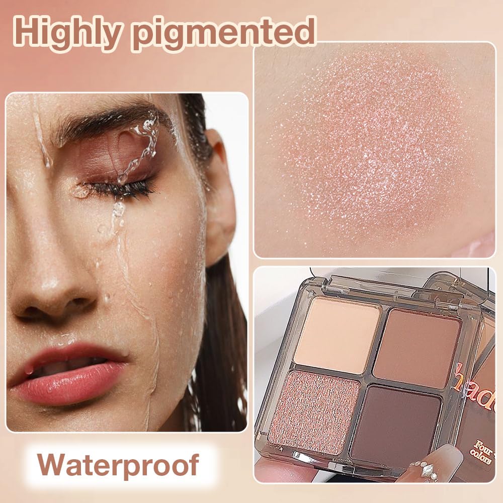 6 Colors Mini Naked Eyeshadow Makeup Palette, Neutral Nude Eye Shadow, Pink&Purple& Brown Matte Make Up Pallet with Mirror Highly Pigmented Long Lasting Waterproof Travel Size Gift Kit (Pink)
