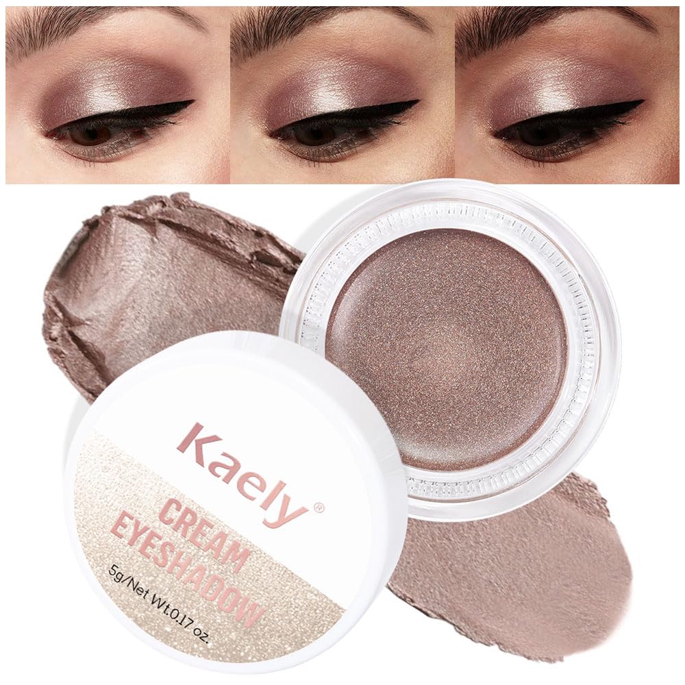 Kaely Cream Single Eyeshadow Makeup, Golden Tan Antique Rose Shimmer Highly Pigmented Monochrome Eye Shadow Pallette, Waterproof Natural Mini Eyeshadow Brightener, sombras en crema para ojos, R02