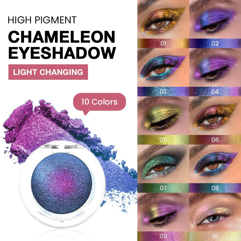 evpct Pearl White Glitter Holographic Iridescent Sparkly Eyeshadow Palette Makeup, White Pink Shimmer Glitter Loose Powder Single Eyeshadow Palette, Chameleon Multichrome Eye shadow Makeup Highlighter