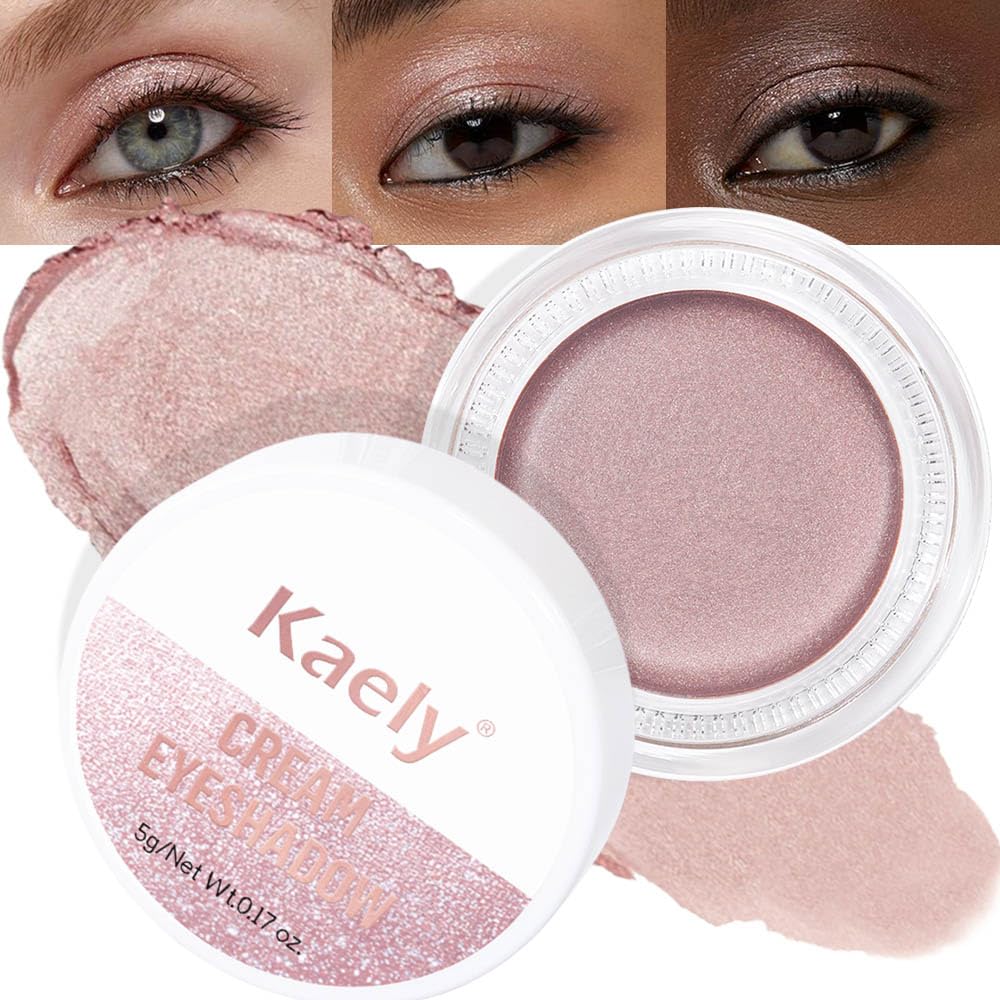 Kaely Cream Single Eyeshadow Makeup, Golden Tan Antique Rose Shimmer Highly Pigmented Monochrome Eye Shadow Pallette, Waterproof Natural Mini Eyeshadow Brightener, sombras en crema para ojos, R02