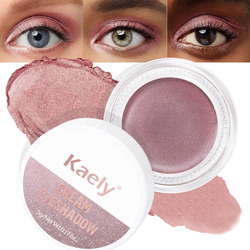 Kaely Cream Single Eyeshadow Makeup, Golden Tan Antique Rose Shimmer Highly Pigmented Monochrome Eye Shadow Pallette, Waterproof Natural Mini Eyeshadow Brightener, sombras en crema para ojos, R02
