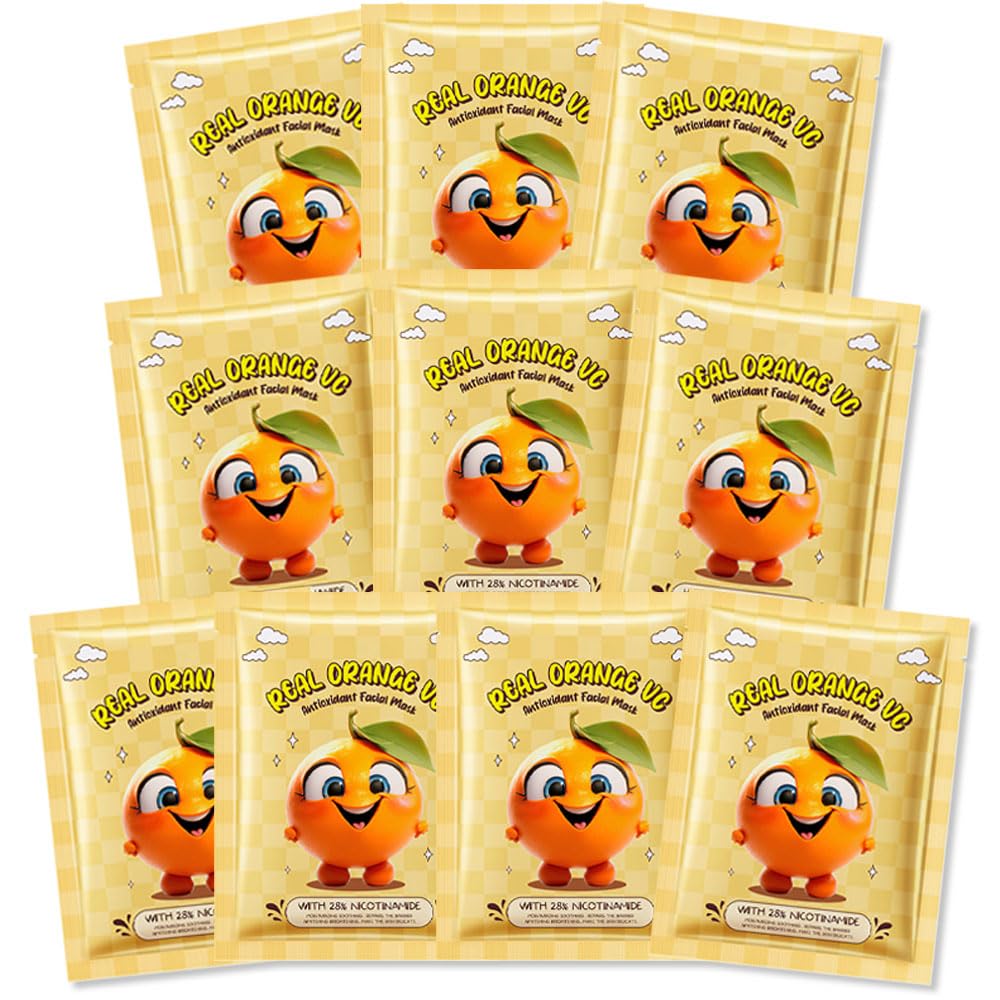 Kaely 10 Pack Fruit Face Masks for Kids, Spa Party Facial Mask Skincare Set, Sheet Masks Skin Care, Moisturize Brighten Soothe for All Skin Types, Christmas Birthday Gifts for Women Men Girls, 01