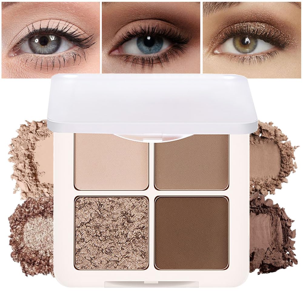 6 Colors Mini Naked Eyeshadow Makeup Palette, Neutral Nude Eye Shadow, Pink&Purple& Brown Matte Make Up Pallet with Mirror Highly Pigmented Long Lasting Waterproof Travel Size Gift Kit (Pink)