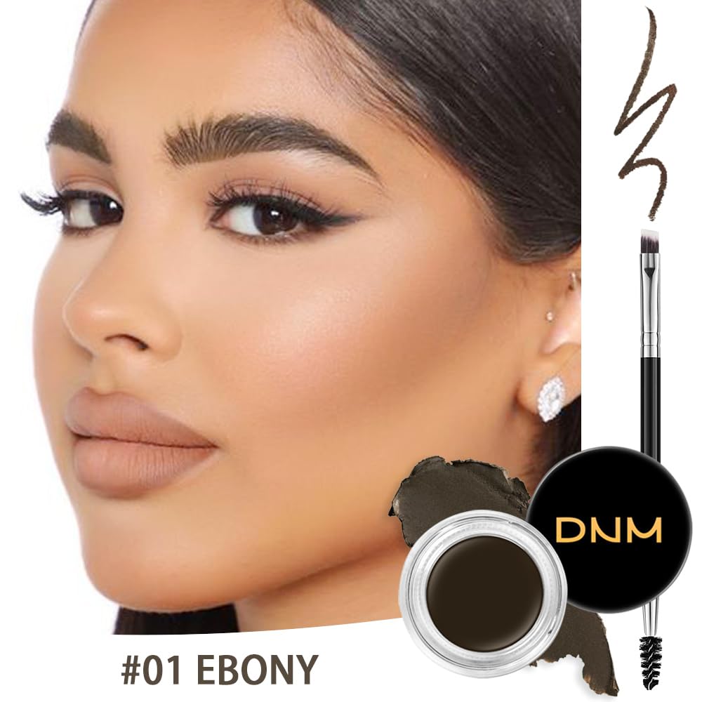 Kaely Eyebrow Stamp Pencil Kit for Eyebrows, Makeup Brow Stamp Trio Kit with Waterproof Eyebrow Pencil, Eyeliner, Eyebrow Pomade, 10 Eyebrow Stencils and Dual-ended Eyebrow Brush, Kit-01# EBONY