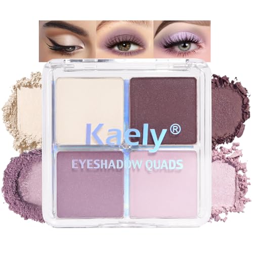 Kaely Powder Eyeshadow Quad, Taupe Matte Glitter Eyeshadow Palette Makeup, Neutral Highly Pigmented Eye Shadow Palette Waterproof, sombras para ojos, Blendable, Cruelty-free
