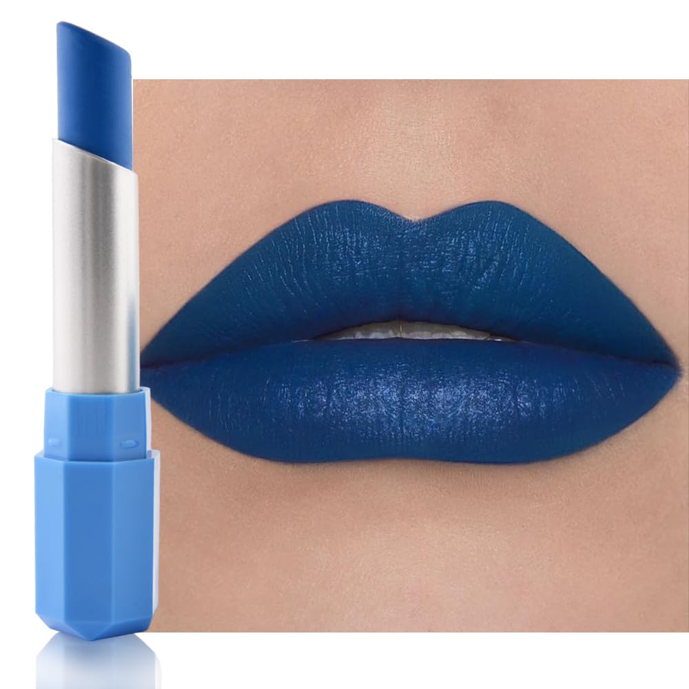 Sky Blue Matte Lipstick - Pigmented Lip Crayon & Face Paint Stick for Women Everyday Halloween Birthday Party Wear, Younger-Looking Lip Makeup, Labial para fiesta de disfraces 16