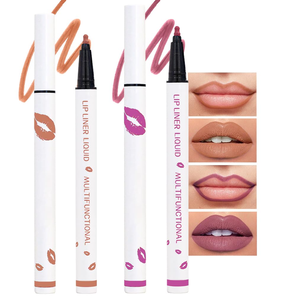 Kaely Beige Matte Lip Tint Stain Marker Pen,2in1 Liquid Lipstick & Lip Liner Pencil,Long Lasting Waterproof 24 Hour Lip gloss for Women,tinta para labios labiales mate 24 horas originales,07