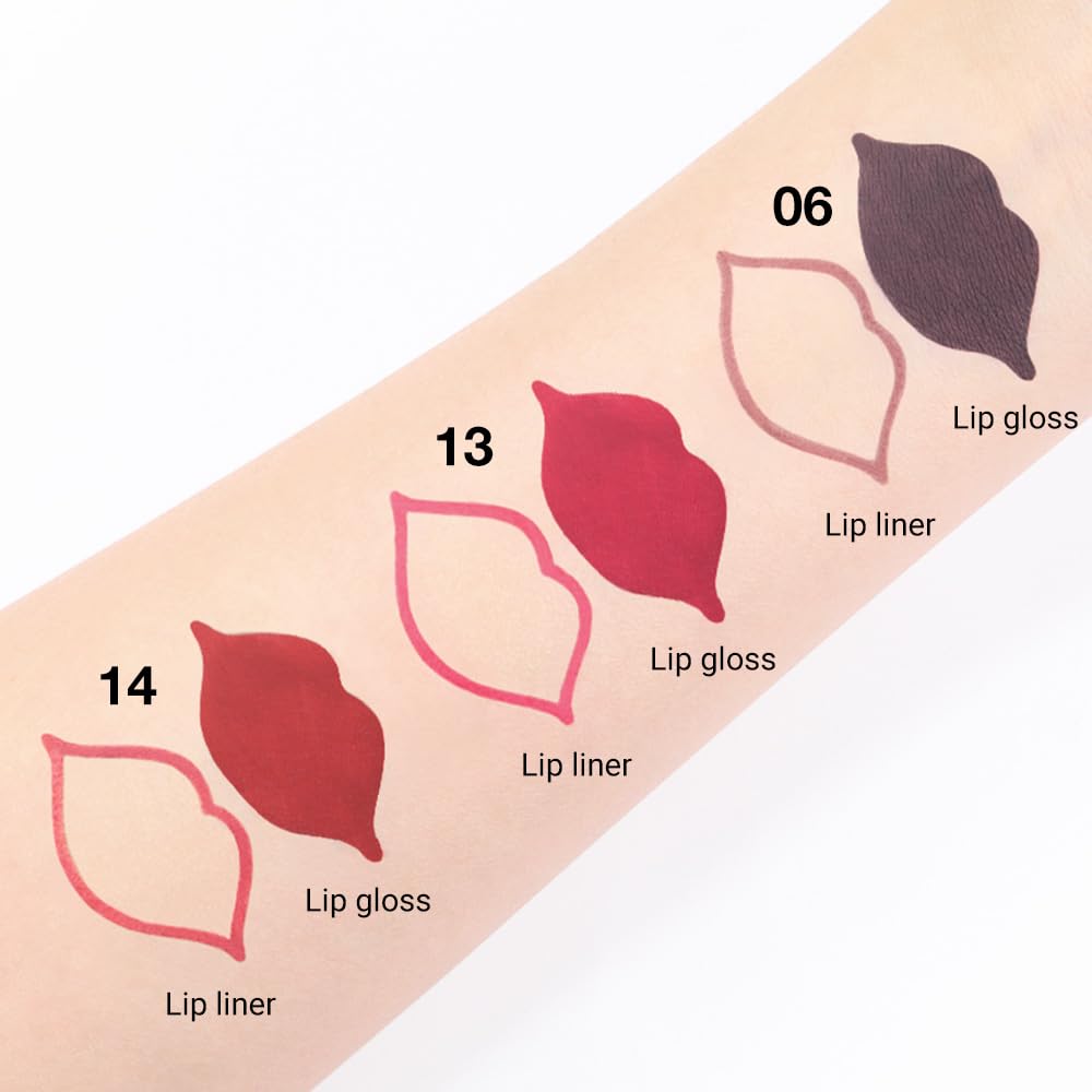 evpct 1Pcs Ruby Stoplight Red Lip Stain Paint Matte Lip Liner and Lipstick Set Long Lasting Smudge Proof labiales matte mate larga duracion listip 24 hours a prueba de agua mate 24 horas originales,05