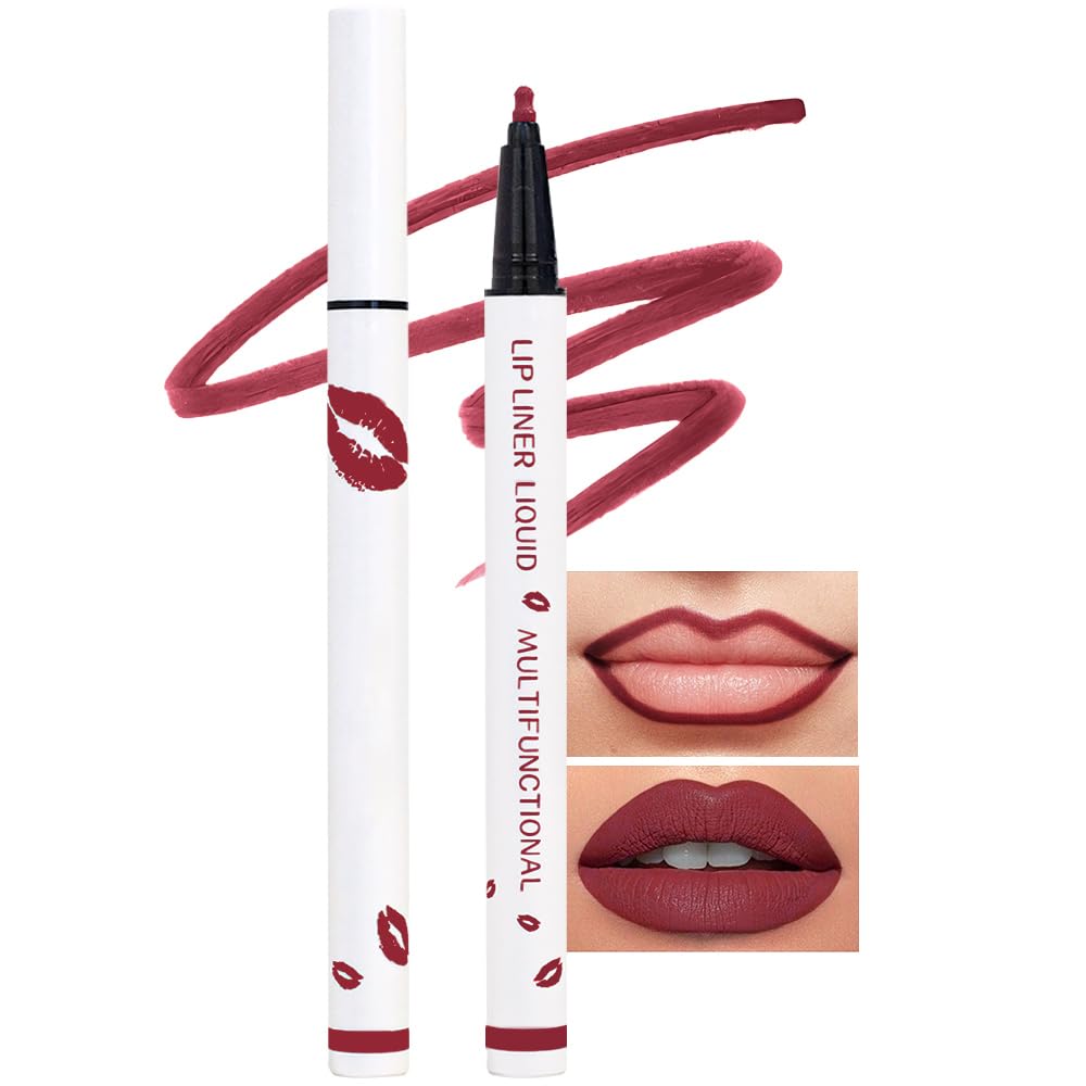 Kaely Beige Matte Lip Tint Stain Marker Pen,2in1 Liquid Lipstick & Lip Liner Pencil,Long Lasting Waterproof 24 Hour Lip gloss for Women,tinta para labios labiales mate 24 horas originales,07
