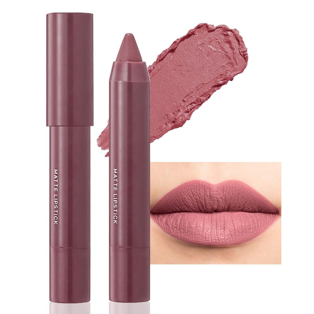 BINGBRUSH Crayon Matte Longwear Lipstick Pack Set,Moisture Smooth Color Stick Ultimate Lip Crayon for Makeup Collection - Waterproof Velvet Lipgloss (01#, 1 Count (Pack of 1))