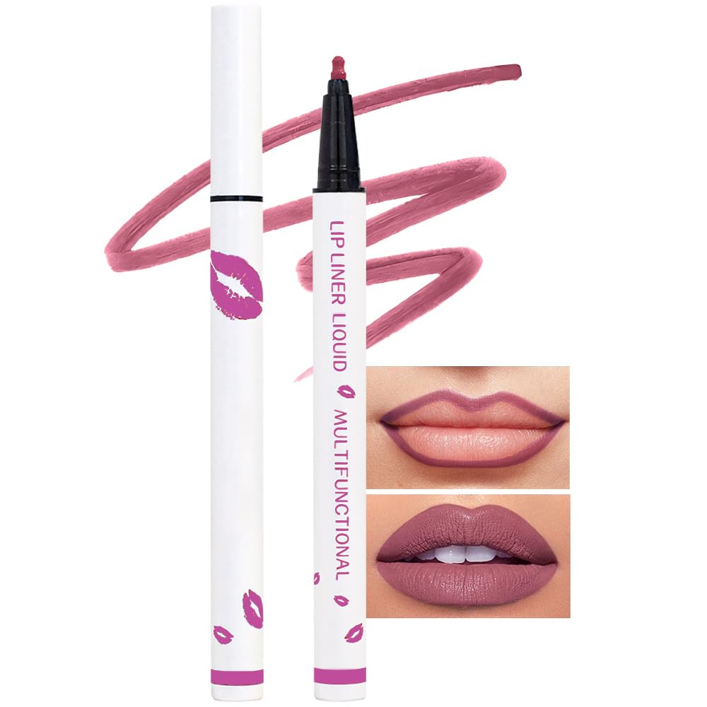 Kaely Beige Matte Lip Tint Stain Marker Pen,2in1 Liquid Lipstick & Lip Liner Pencil,Long Lasting Waterproof 24 Hour Lip gloss for Women,tinta para labios labiales mate 24 horas originales,07