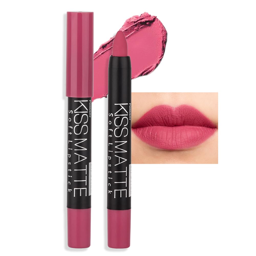 evpct 8Pcs Dark Ruby Red Plum Purple Wine Nude Beige Brown Matte Lipstick and Lip Crayon Liner Pencil Pen Set for Women labial labiales mate magicos 24 horas originales pintalabios permanente 24 horas