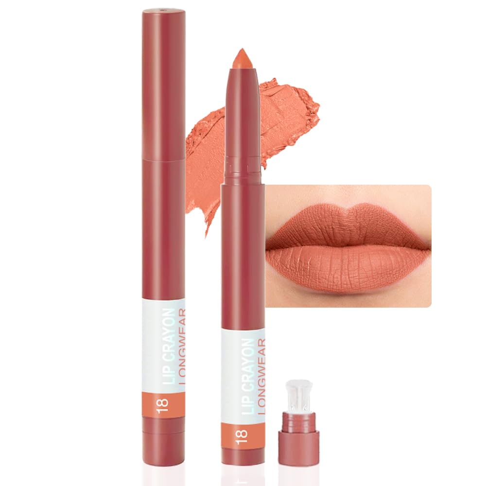 Crayon Matte Longwear Lipstick Pack Set,Moisture Smooth Lipliner With Built-in Sharpener Ultimate Lip Crayon for Makeup- Waterproof Velvet Lipgloss Lip Stain