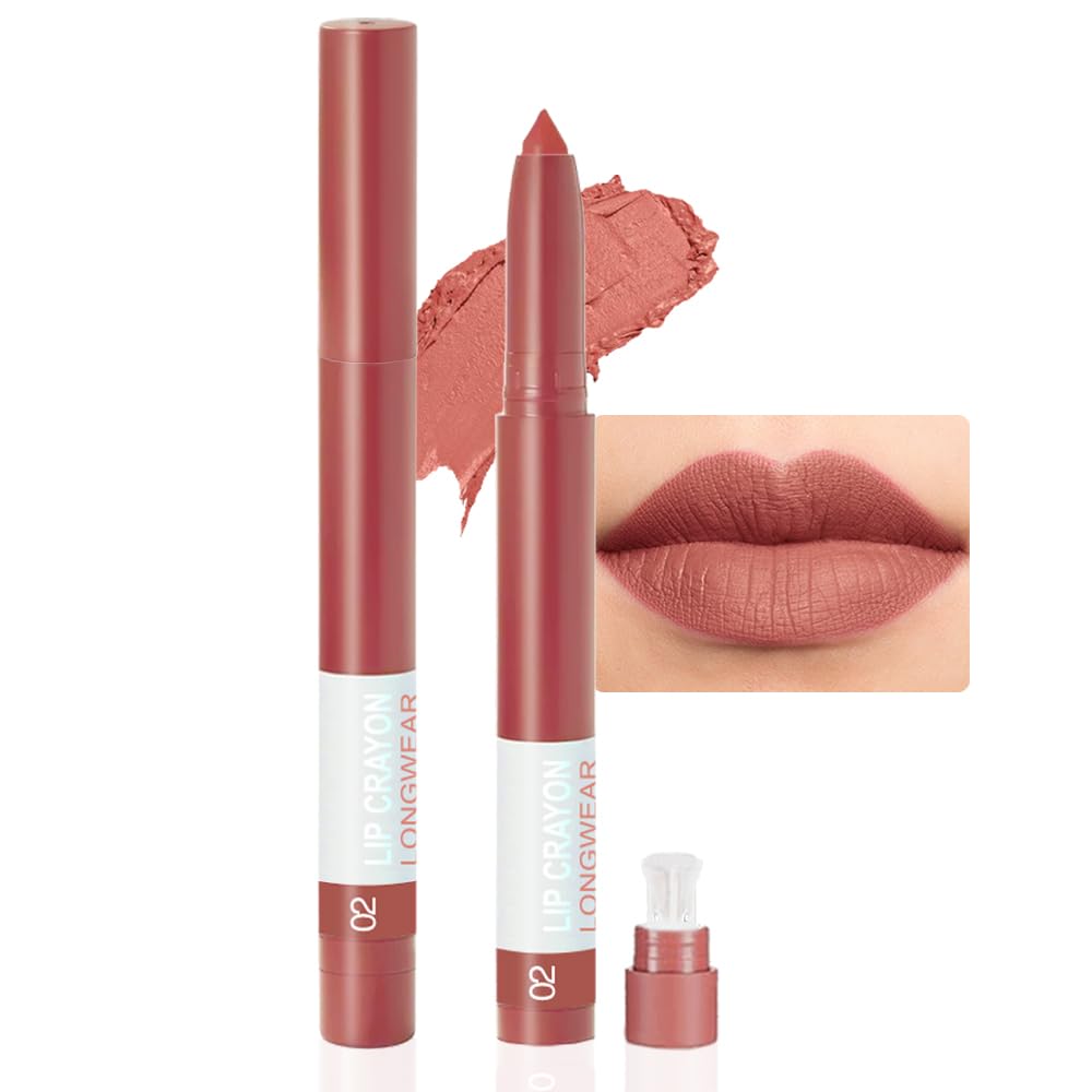 Crayon Matte Longwear Lipstick Pack Set,Moisture Smooth Lipliner With Built-in Sharpener Ultimate Lip Crayon for Makeup- Waterproof Velvet Lipgloss Lip Stain