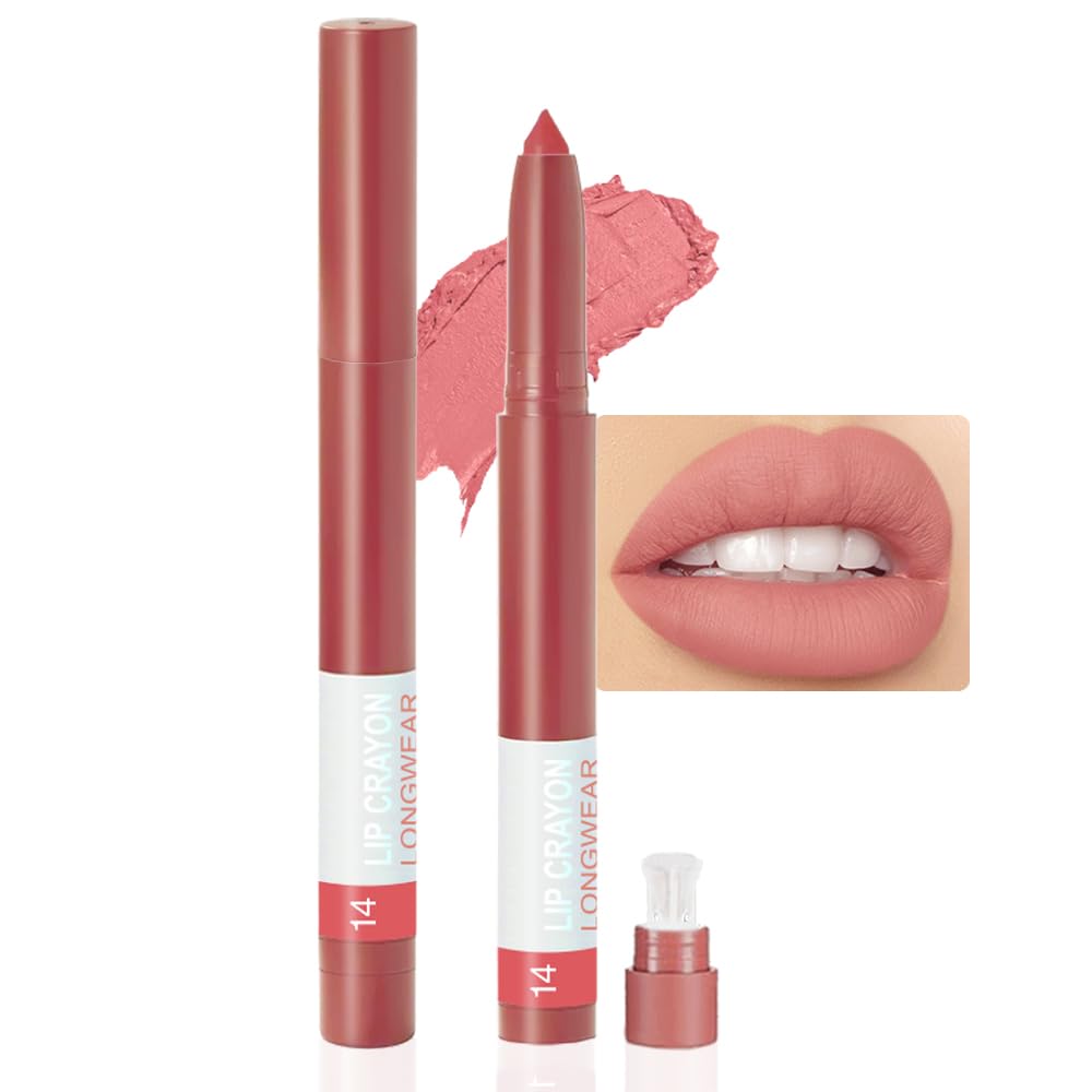 Crayon Matte Longwear Lipstick Pack Set,Moisture Smooth Lipliner With Built-in Sharpener Ultimate Lip Crayon for Makeup- Waterproof Velvet Lipgloss Lip Stain