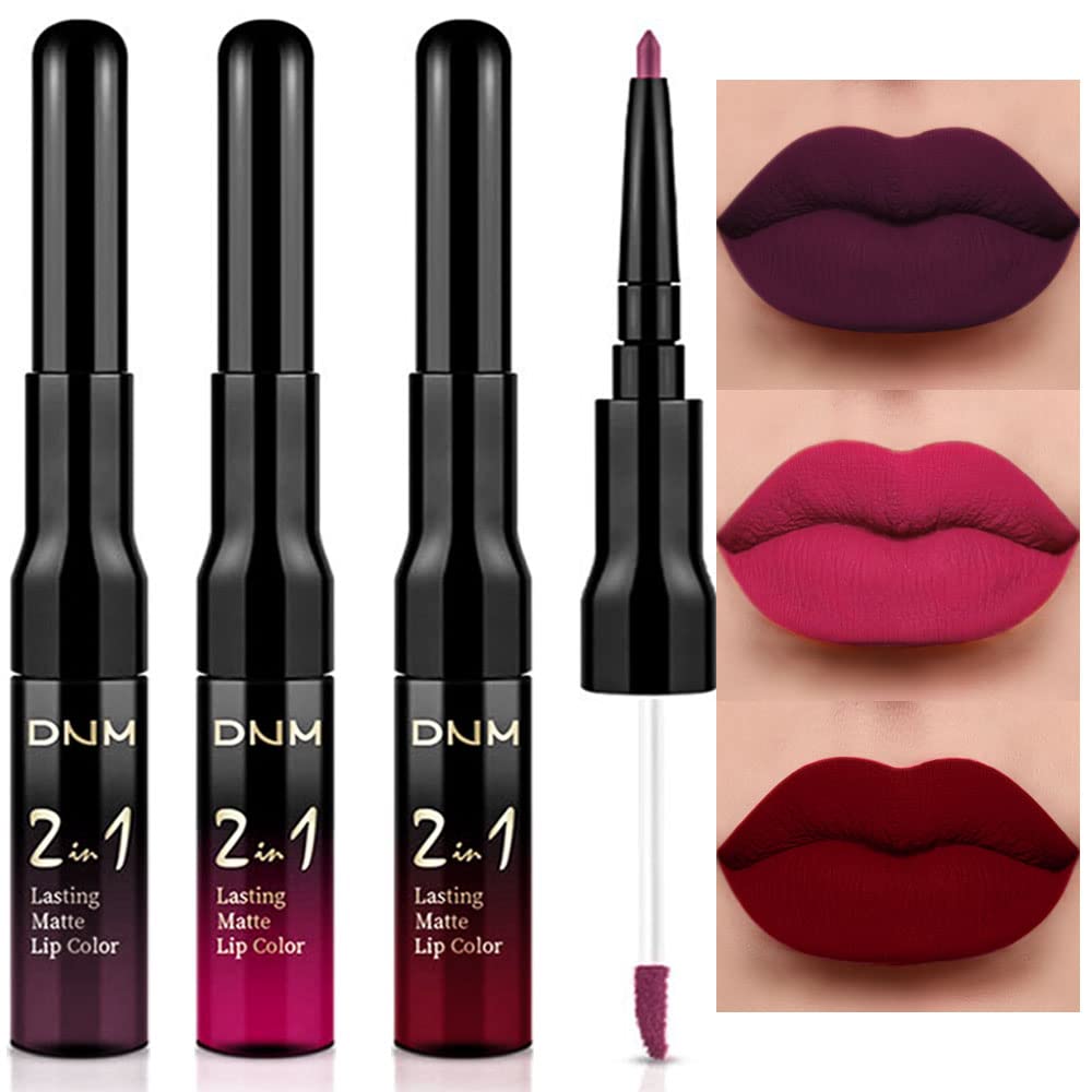 evpct 1Pcs Ruby Stoplight Red Lip Stain Paint Matte Lip Liner and Lipstick Set Long Lasting Smudge Proof labiales matte mate larga duracion listip 24 hours a prueba de agua mate 24 horas originales,05