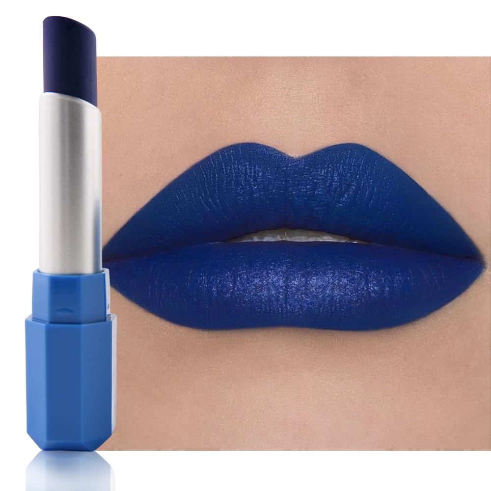 Sky Blue Matte Lipstick - Pigmented Lip Crayon & Face Paint Stick for Women Everyday Halloween Birthday Party Wear, Younger-Looking Lip Makeup, Labial para fiesta de disfraces 16