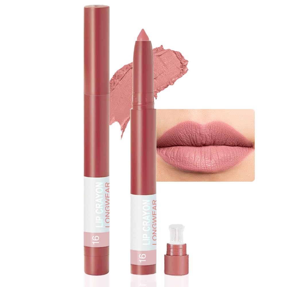Crayon Matte Longwear Lipstick Pack Set,Moisture Smooth Lipliner With Built-in Sharpener Ultimate Lip Crayon for Makeup- Waterproof Velvet Lipgloss Lip Stain