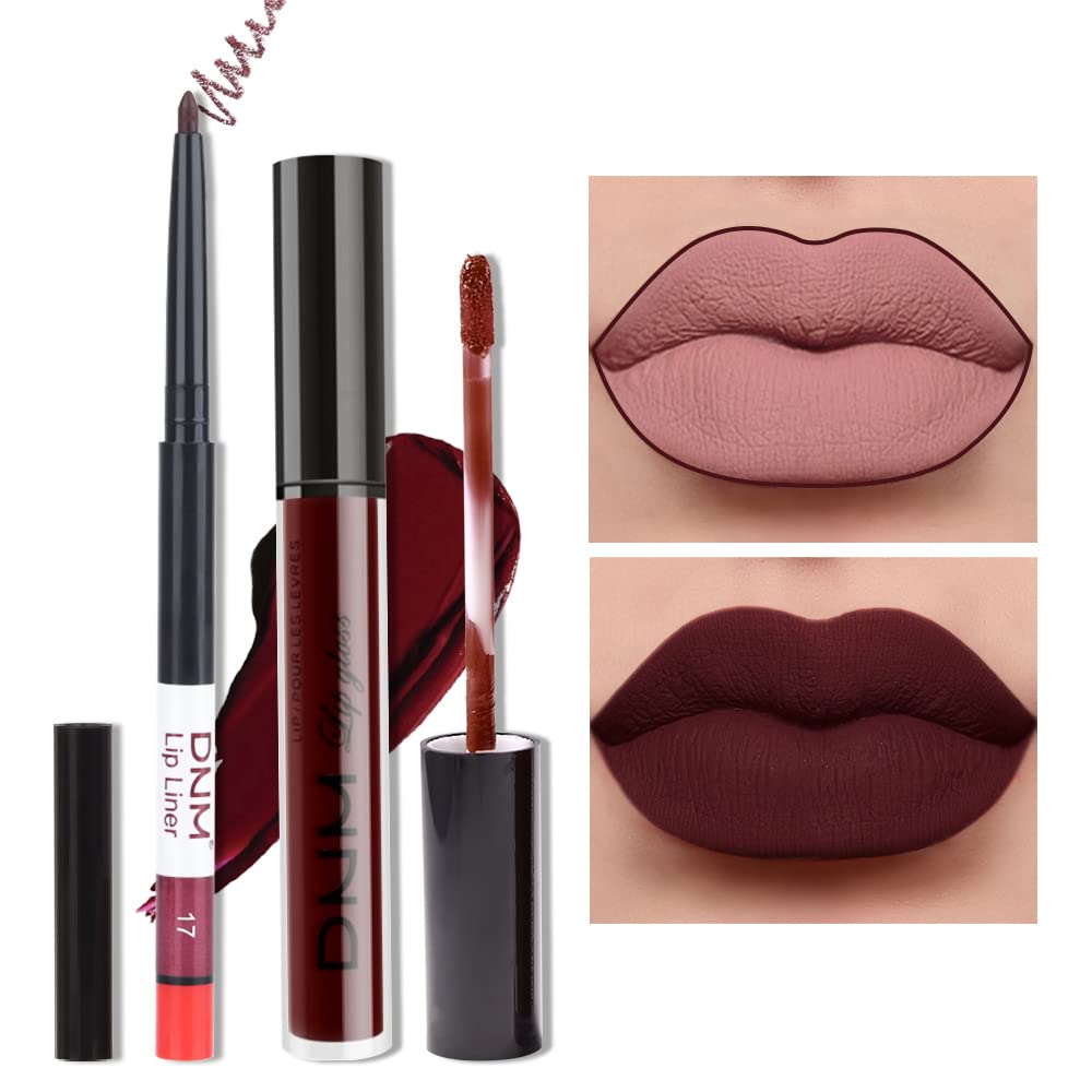 evpct DNM 3Pcs Dark Ruby Fire Red Matte Liquid Lipstick Lip Stain Lipgloss sets for Women 24 Hour Red Matte Lipstick Long Lasting Smudge Proof