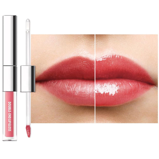 2-in-1 Matte Liquid Lipstick & Clear Lip Gloss, Long Lasting Waterproof Smudge Proof 24 Hour Lip Color Stain, Non Stick & Non Fading,Vegan Matte Makeup Lip Stain for Women,Warm Orange Brown #01