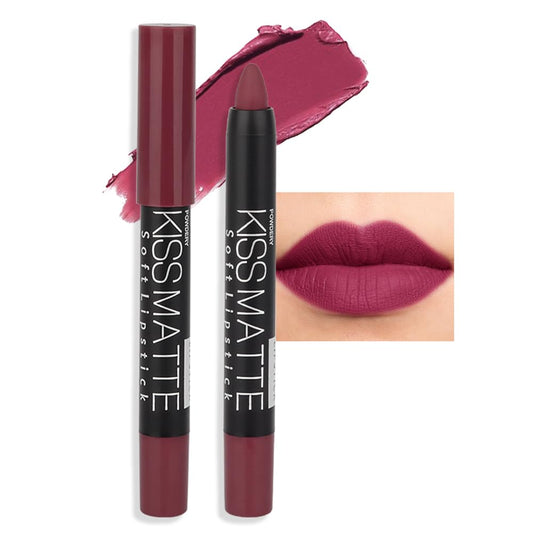 evpct 8Pcs Dark Ruby Red Plum Purple Wine Nude Beige Brown Matte Lipstick and Lip Crayon Liner Pencil Pen Set for Women labial labiales mate magicos 24 horas originales pintalabios permanente 24 horas
