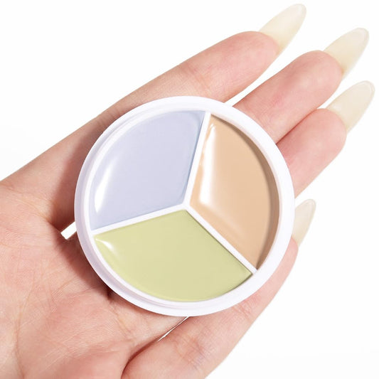 Kaely Tri Color Concealer Pot,Color Correcting Concealer for Dark Circles Spots,3 Color Cream Concealer Full Coverage,Foundation Contour Makeup Palettes,under Eye Brightener corrector de ojeras,01