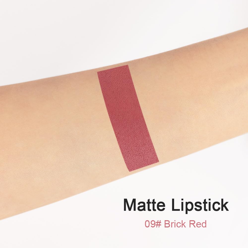 evpct 8Pcs Dark Ruby Red Plum Purple Wine Nude Beige Brown Matte Lipstick and Lip Crayon Liner Pencil Pen Set for Women labial labiales mate magicos 24 horas originales pintalabios permanente 24 horas