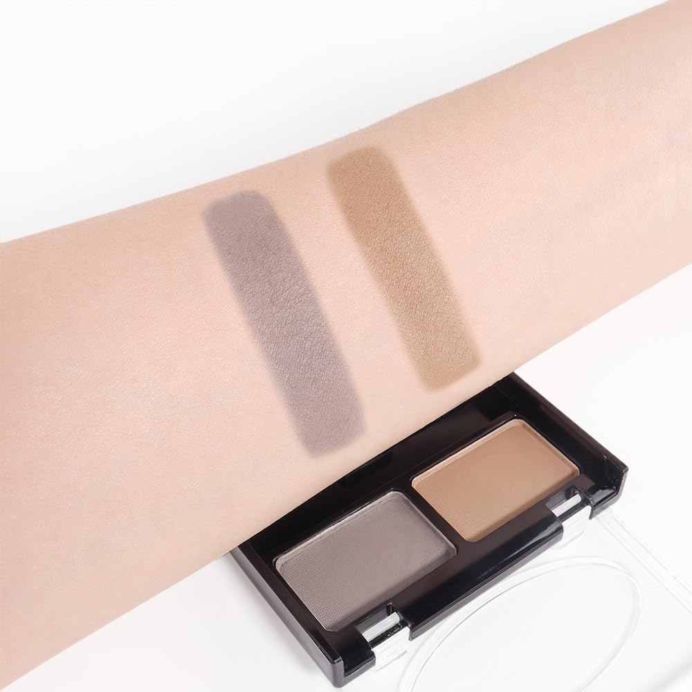 Kaely 2 Color Eyebrow Powder Makeup Kit, Eye Brow Contour Palette for Beginners, Long Lasting Waterproof Eye Brow Powder with Brow Brush, Get Full Defined Natural Brows, 03 Light Brown & Dark Brown