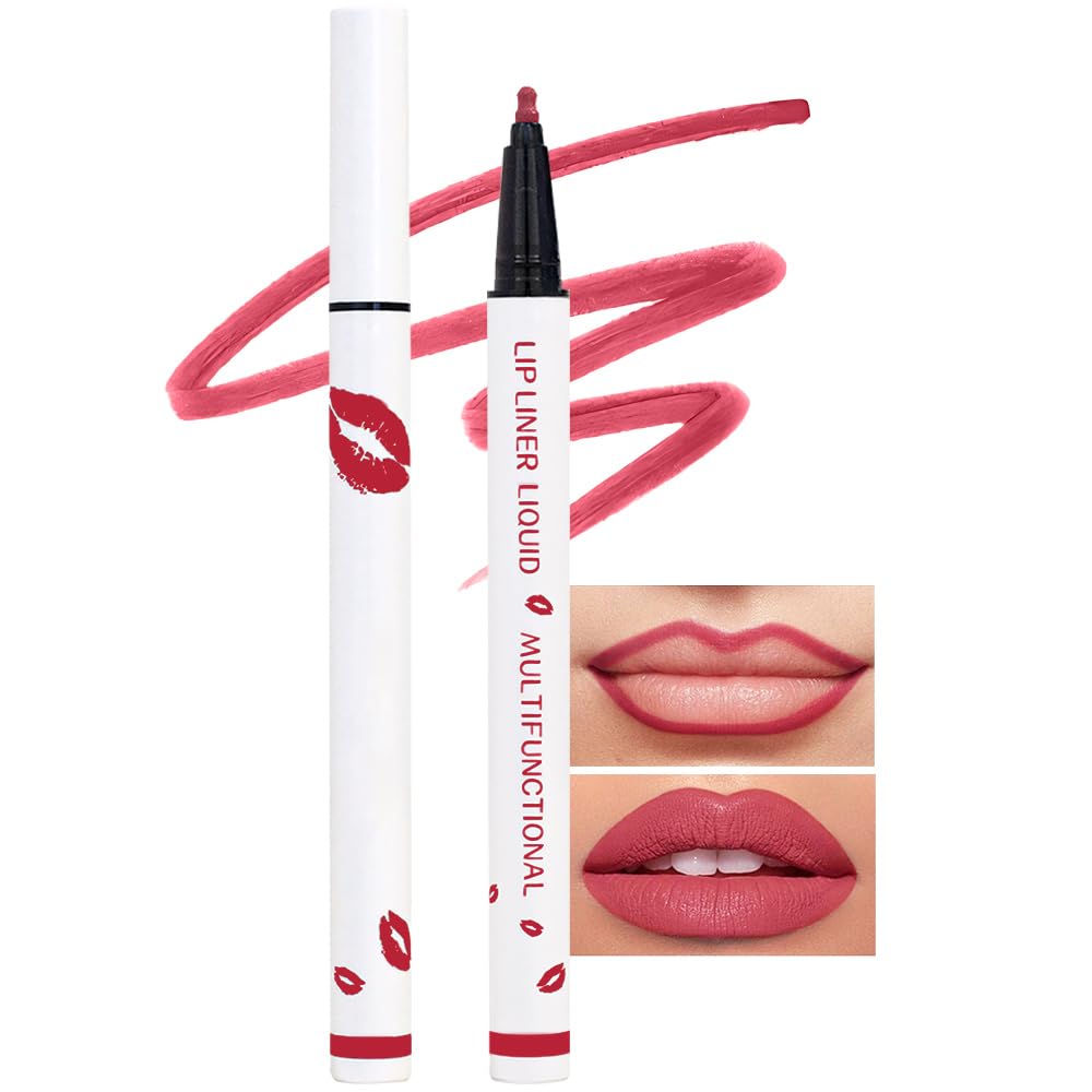 Kaely Beige Matte Lip Tint Stain Marker Pen,2in1 Liquid Lipstick & Lip Liner Pencil,Long Lasting Waterproof 24 Hour Lip gloss for Women,tinta para labios labiales mate 24 horas originales,07