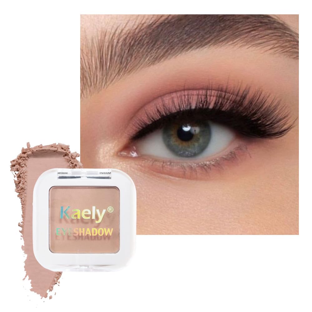 Kaely Pressed Single Eyeshadow Makeup, Taupe Matte Highly Pigmented Monochrome Eye Shadow Palette, Waterproof Neutral Powde Mini Eyeshadow, sombras para ojos, Lightweight Blendable, 05