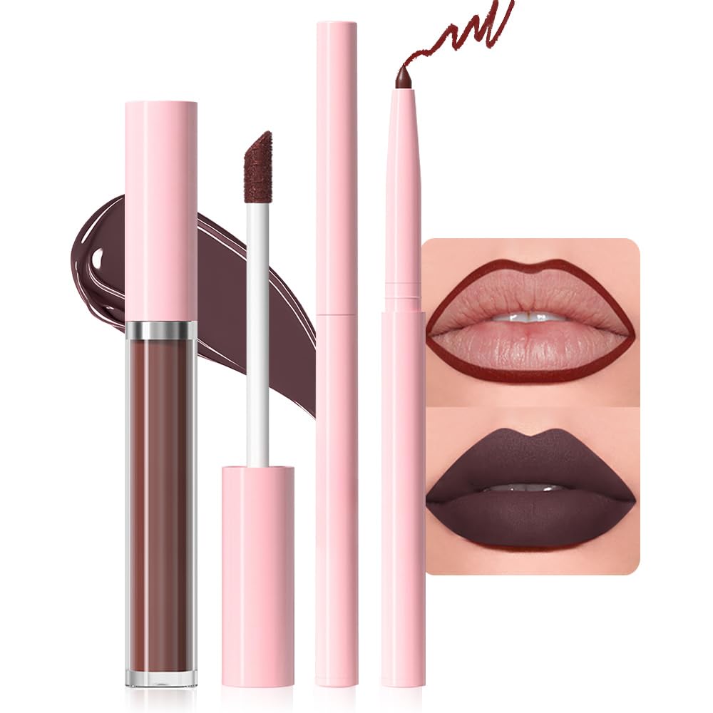 evpct DNM 3Pcs Dark Ruby Fire Red Matte Liquid Lipstick Lip Stain Lipgloss sets for Women 24 Hour Red Matte Lipstick Long Lasting Smudge Proof