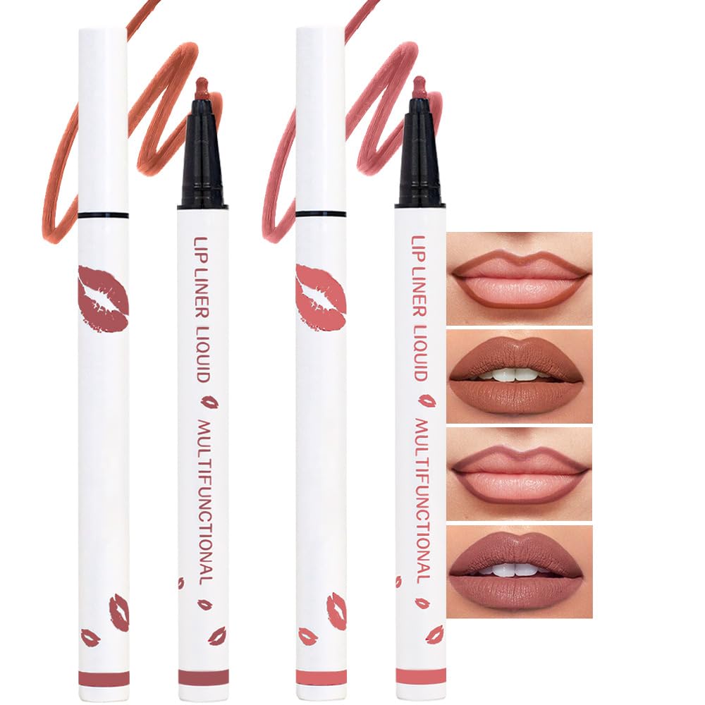 Kaely Beige Matte Lip Tint Stain Marker Pen,2in1 Liquid Lipstick & Lip Liner Pencil,Long Lasting Waterproof 24 Hour Lip gloss for Women,tinta para labios labiales mate 24 horas originales,07
