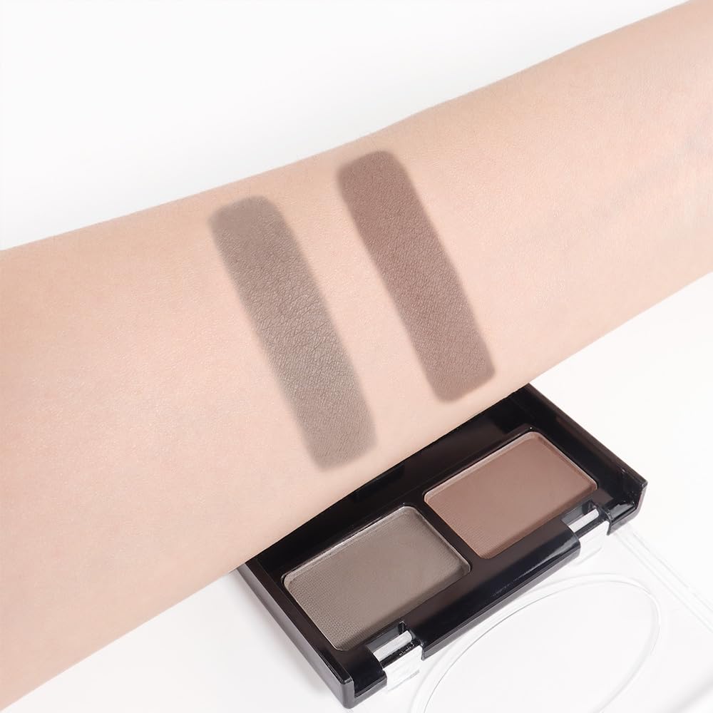 Kaely 2 Color Eyebrow Powder Makeup Kit, Eye Brow Contour Palette for Beginners, Long Lasting Waterproof Eye Brow Powder with Brow Brush, Get Full Defined Natural Brows, 03 Light Brown & Dark Brown