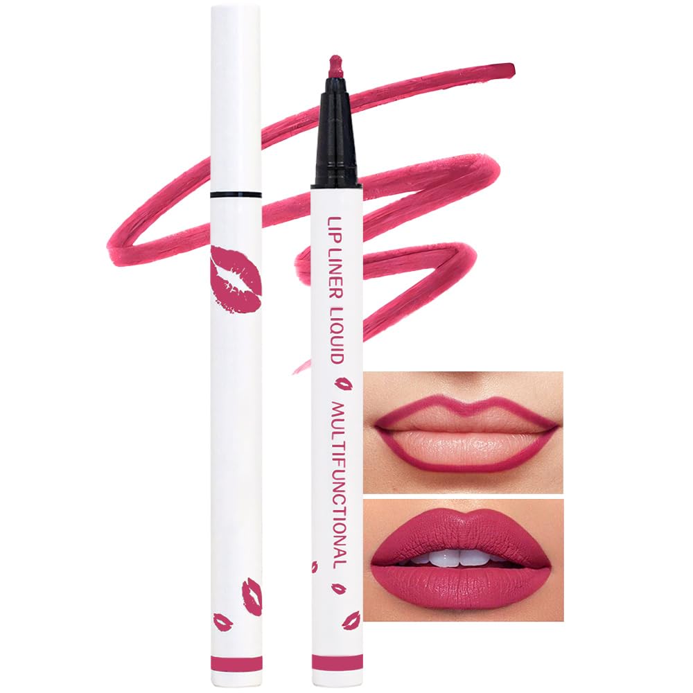 Kaely Beige Matte Lip Tint Stain Marker Pen,2in1 Liquid Lipstick & Lip Liner Pencil,Long Lasting Waterproof 24 Hour Lip gloss for Women,tinta para labios labiales mate 24 horas originales,07
