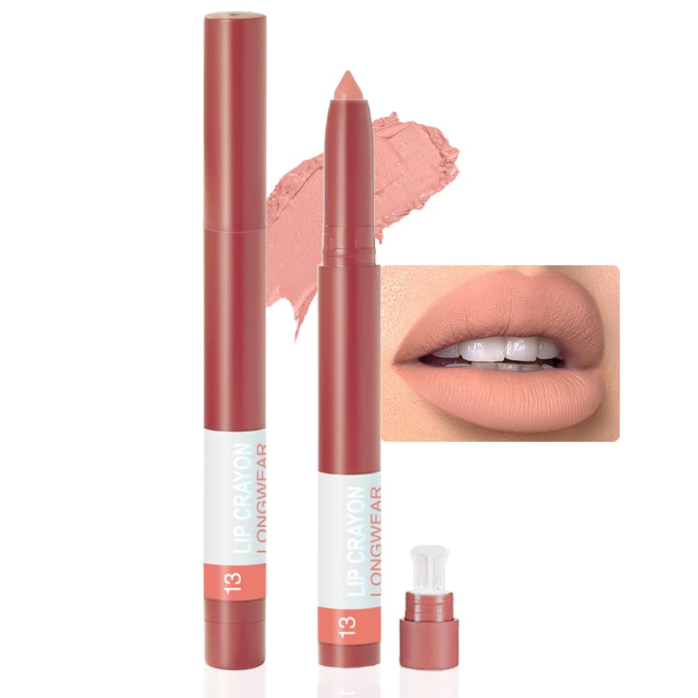Crayon Matte Longwear Lipstick Pack Set,Moisture Smooth Lipliner With Built-in Sharpener Ultimate Lip Crayon for Makeup- Waterproof Velvet Lipgloss Lip Stain