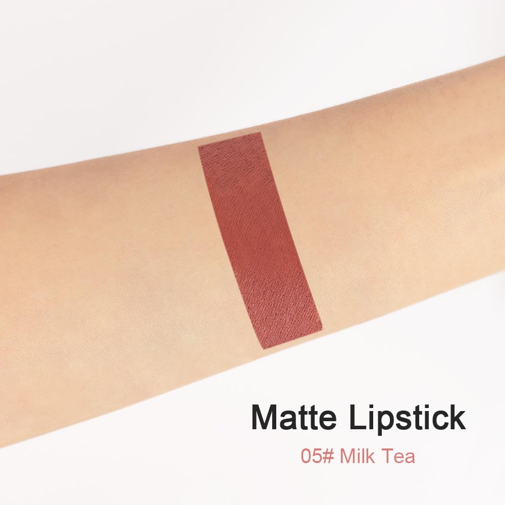 evpct 8Pcs Dark Ruby Red Plum Purple Wine Nude Beige Brown Matte Lipstick and Lip Crayon Liner Pencil Pen Set for Women labial labiales mate magicos 24 horas originales pintalabios permanente 24 horas