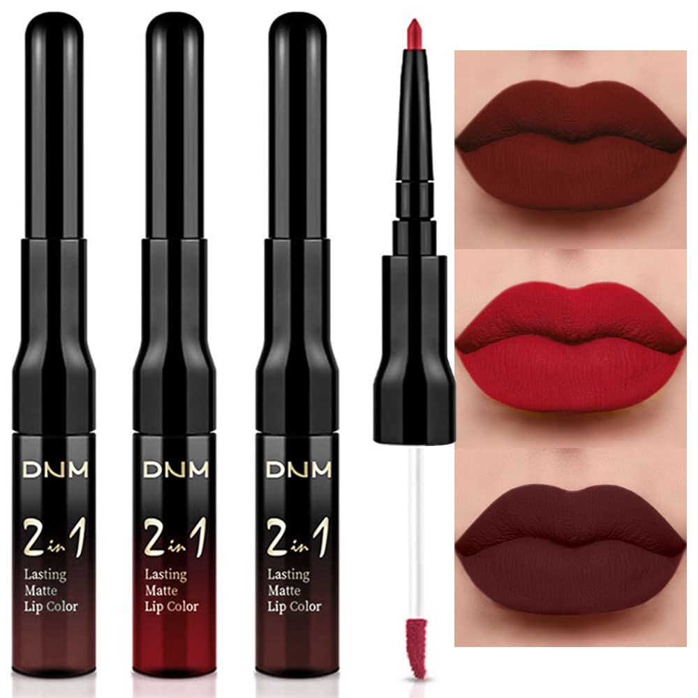evpct 1Pcs Ruby Stoplight Red Lip Stain Paint Matte Lip Liner and Lipstick Set Long Lasting Smudge Proof labiales matte mate larga duracion listip 24 hours a prueba de agua mate 24 horas originales,05